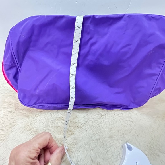 Vintage 90s Teal Purple Nylon Tote Bag Travel Gym Shoulder Bag Expands to 18" - Picture 3 of 7